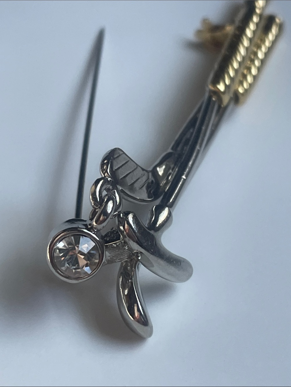 Two-Tone Golf Club Brooch with Crystal Accent - Picture 2 of 4